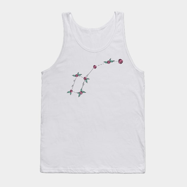 Ursa Minor (Lesser Bear or Small Dipper) Constellation Roses and Hearts Doodle Tank Top by EndlessDoodles